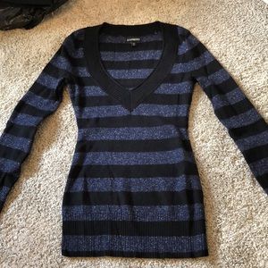 Express V neck striped sweater
